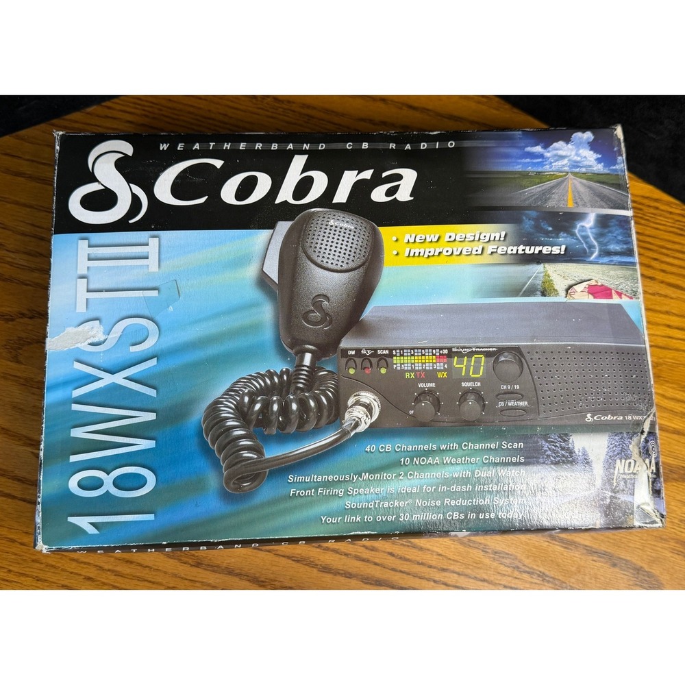 Cobra 18 WX ST II Weatherband CB Radio: 40 Channel NOAA SoundTracker, with Box